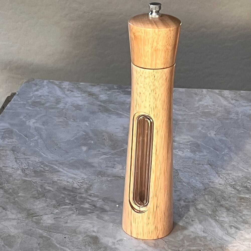 Wooden Salt Or Pepper Grinder 10 Tall With Peekaboo Window